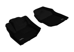 Honda Fit Floor Mats - Front - 3D MAXpider - Kagu Series, Carbon Fiber Embossed Pattern - Black - `09-`13